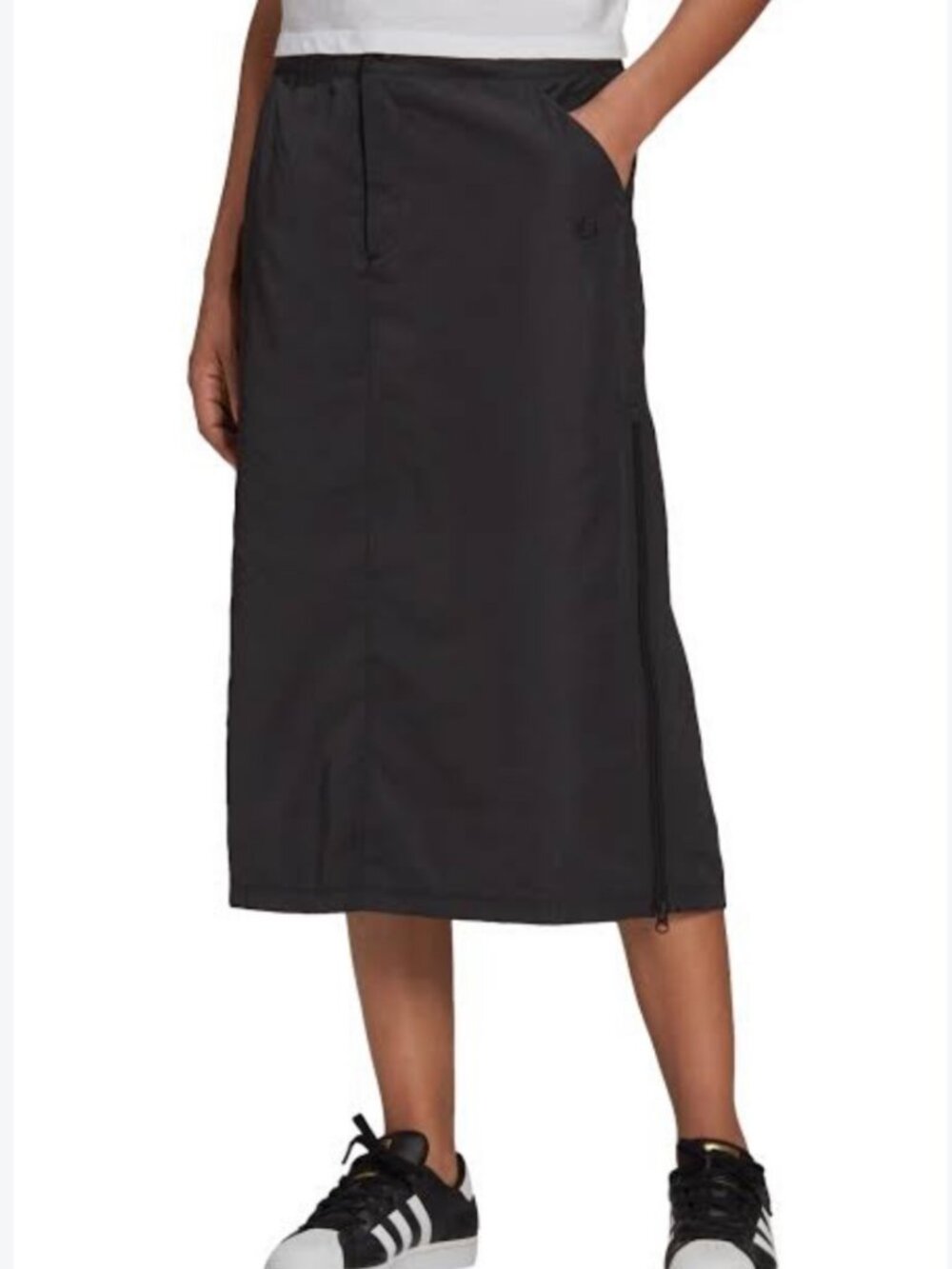 ADIDAS ORIGINALS Adicolor Zip Midi Skirt Women's Size Medium Black